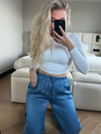 Blauw satin - Broek