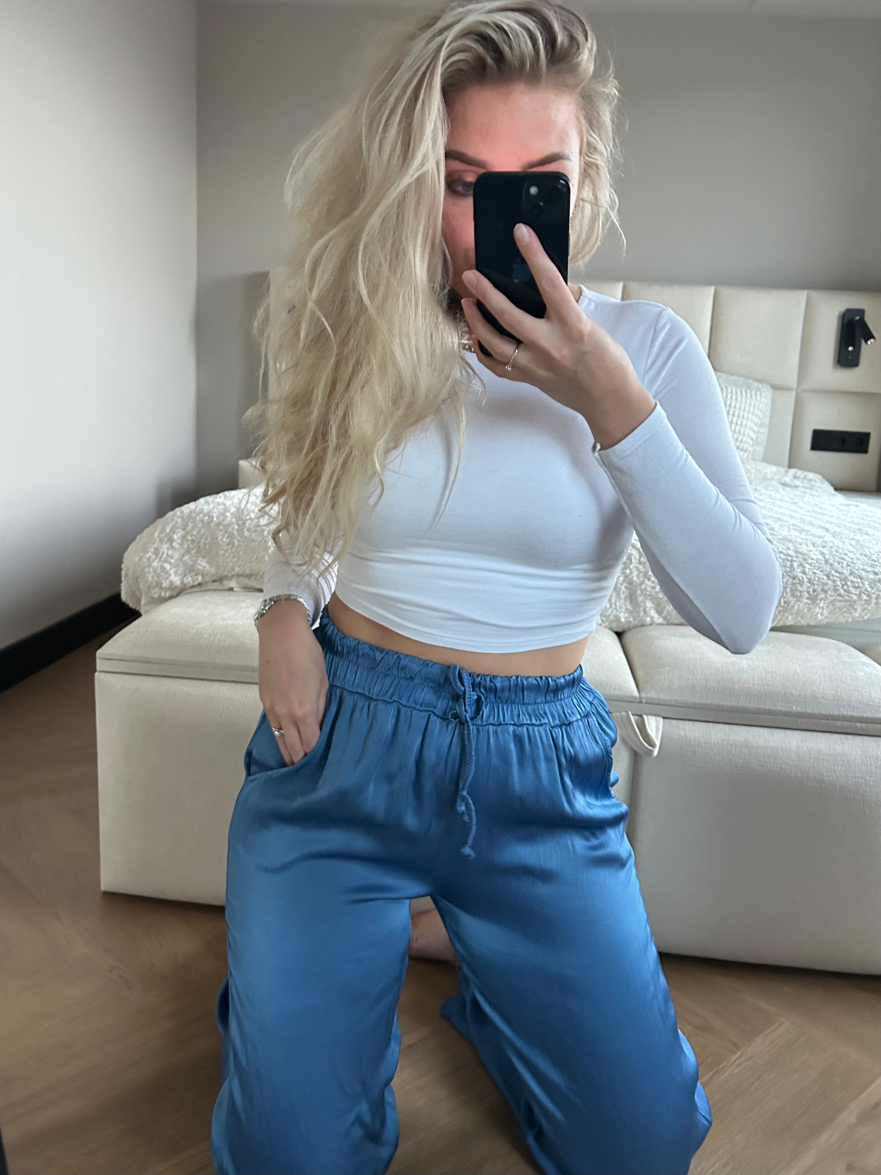 Blauw satin - Broek