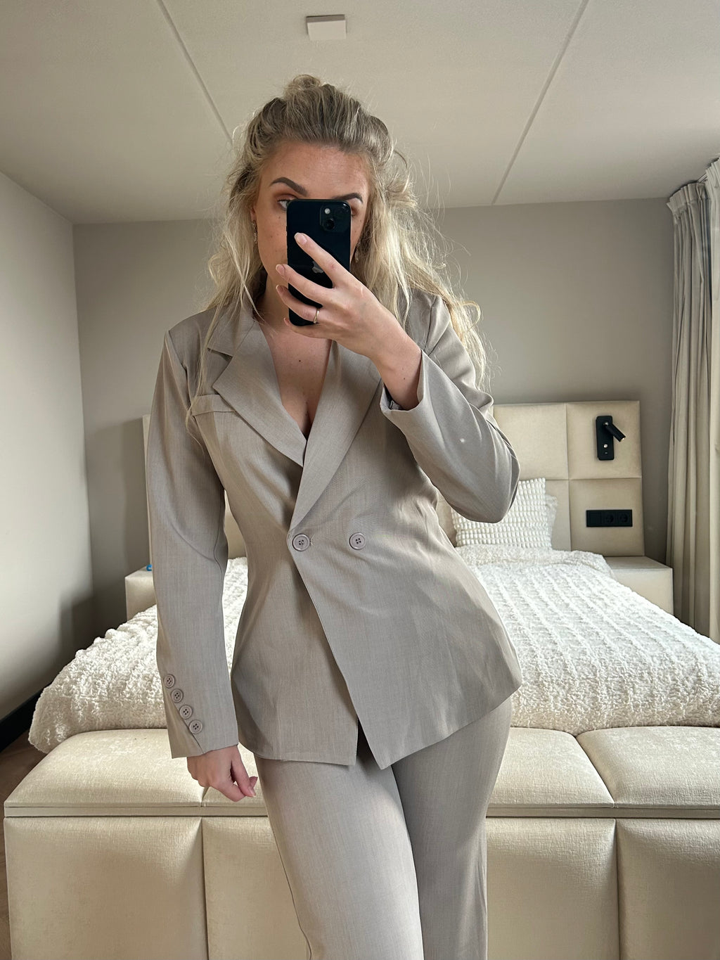 Taupe tweedelige set - Co-ord