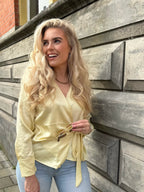 Satijnen look blouse - geel