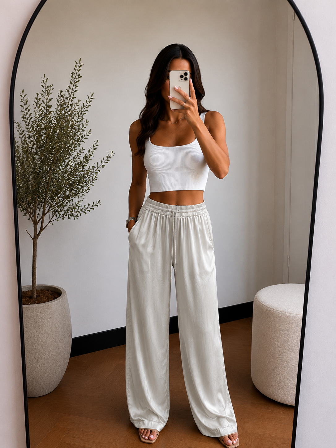 Beige silk - Pants