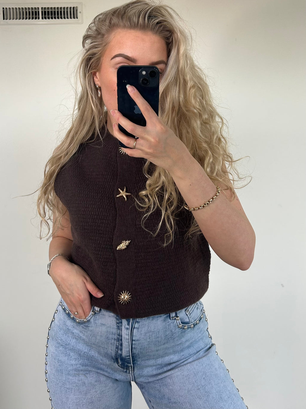 Luna button Brown - Top