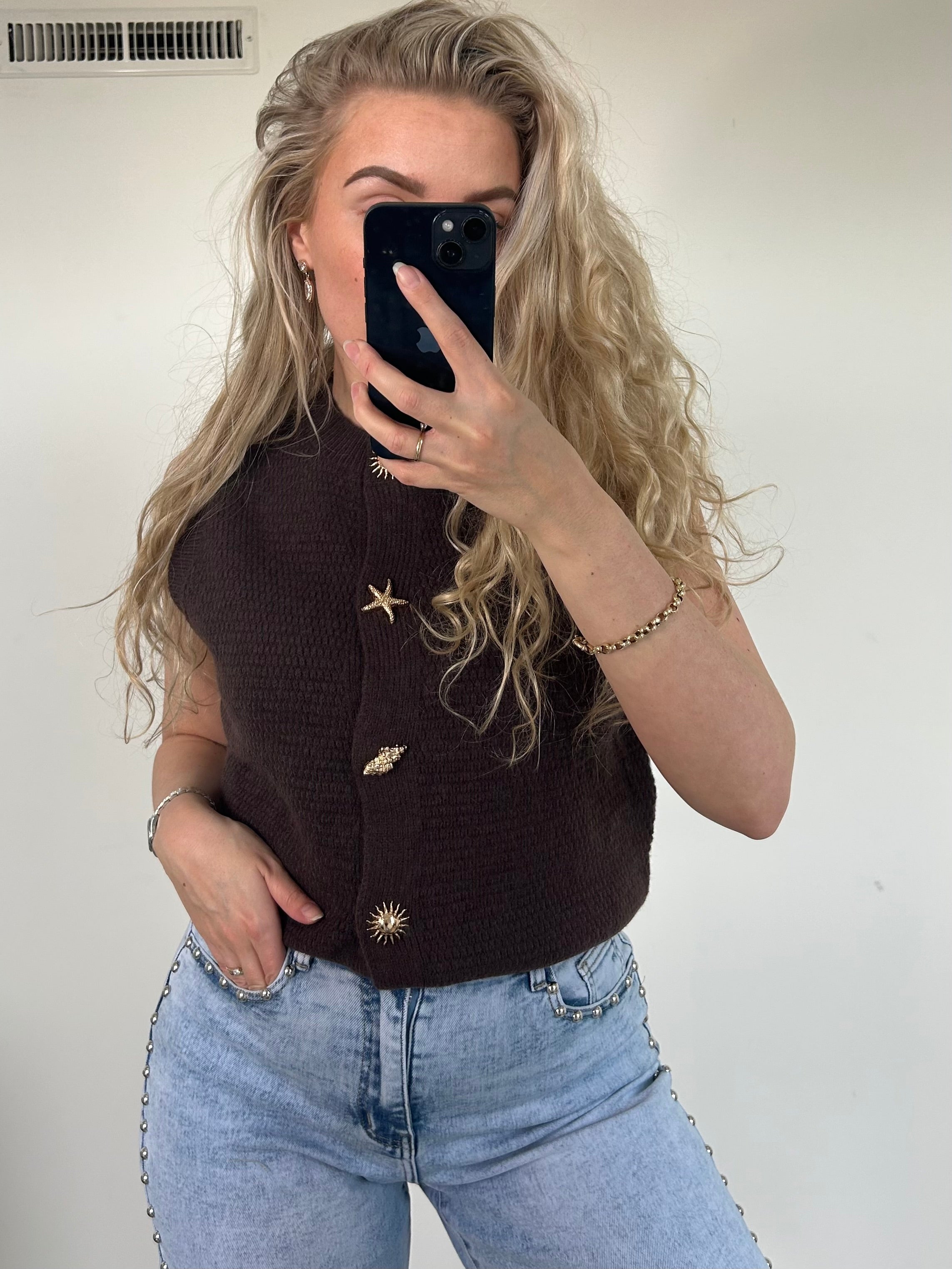 Luna button Brown - Top