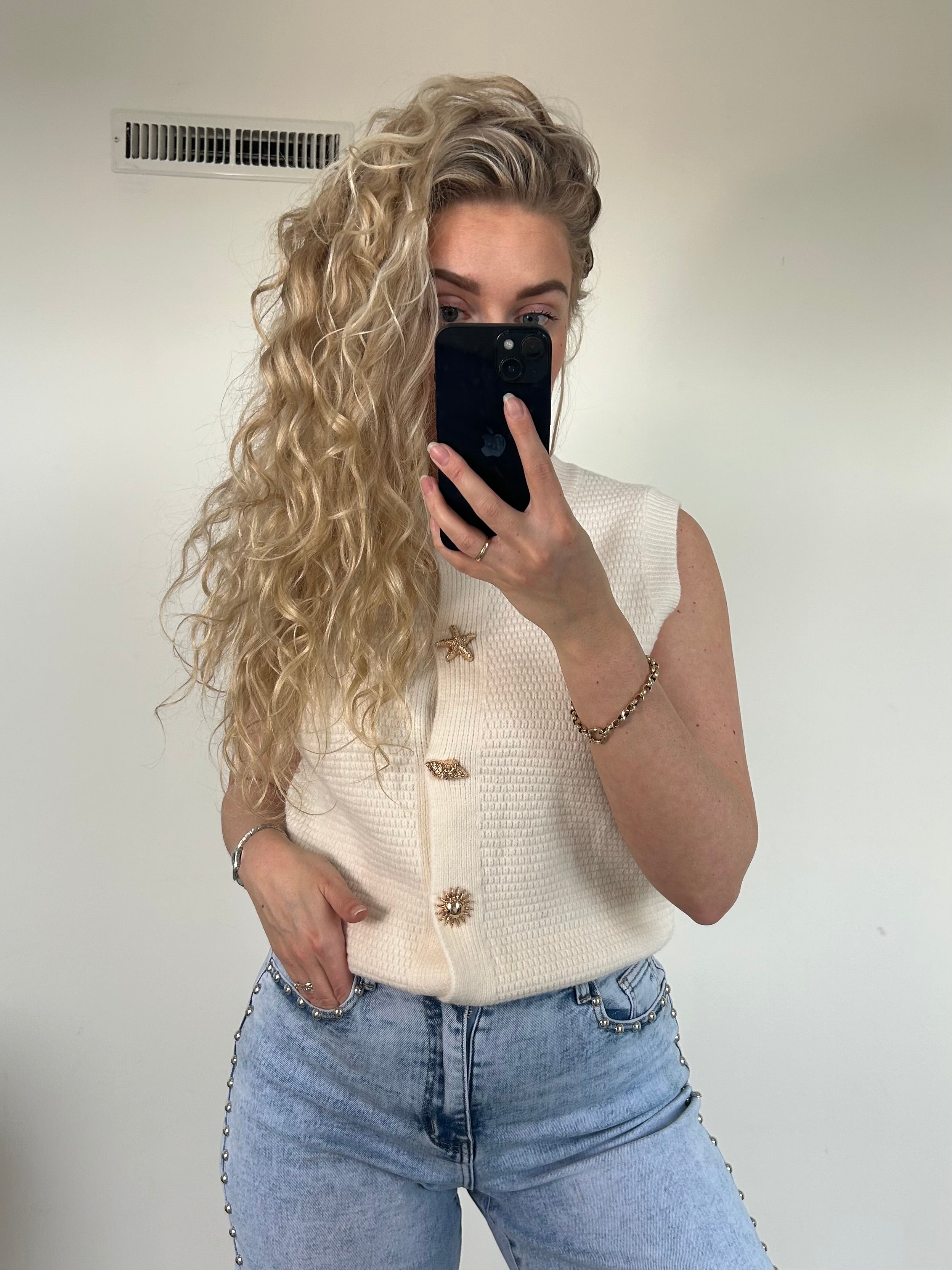 Luna button Brown - Top