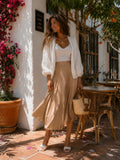 Midi satin rok - Goud